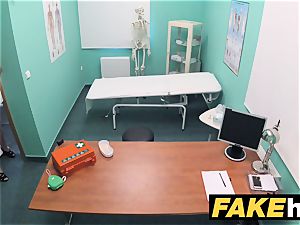fake health center petite platinum-blonde Czech patient health test