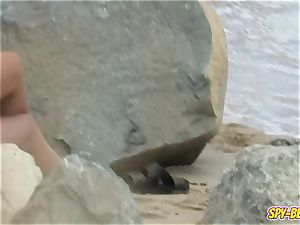 unexperienced Beach stunning g-string bikini nubile - spycam movie
