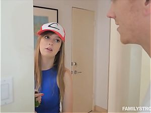Dolly Leigh hops on her step brothers lollipop